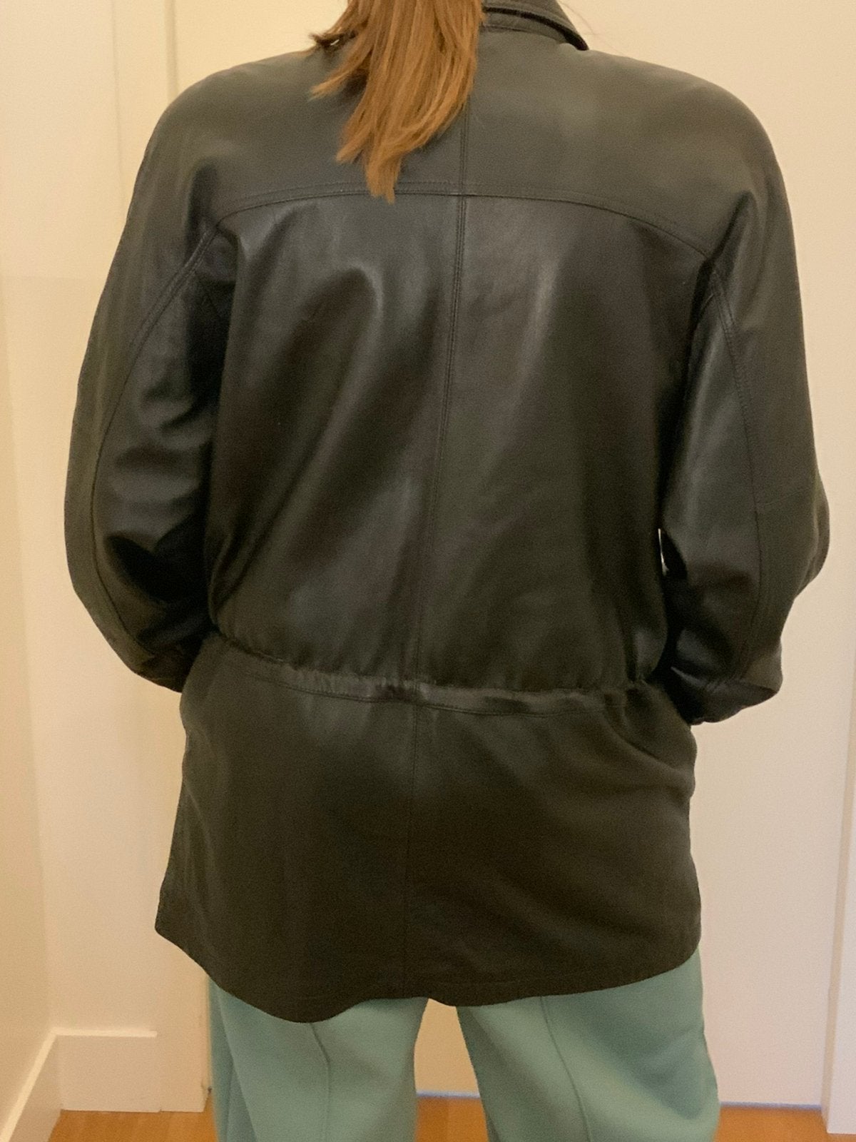 Vintage zwart leren jas mt M, Ophalen of Verzenden, Gedragen, Maat 48/50 (M), Zwart