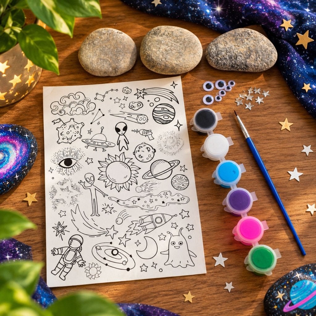 Stenen Schilderen Galaxy – Complete DIY Knutselset 3 Stenen, Hobby en Vrije tijd, D, Nieuw, Schilderen op nummer, Ophalen of Verzenden