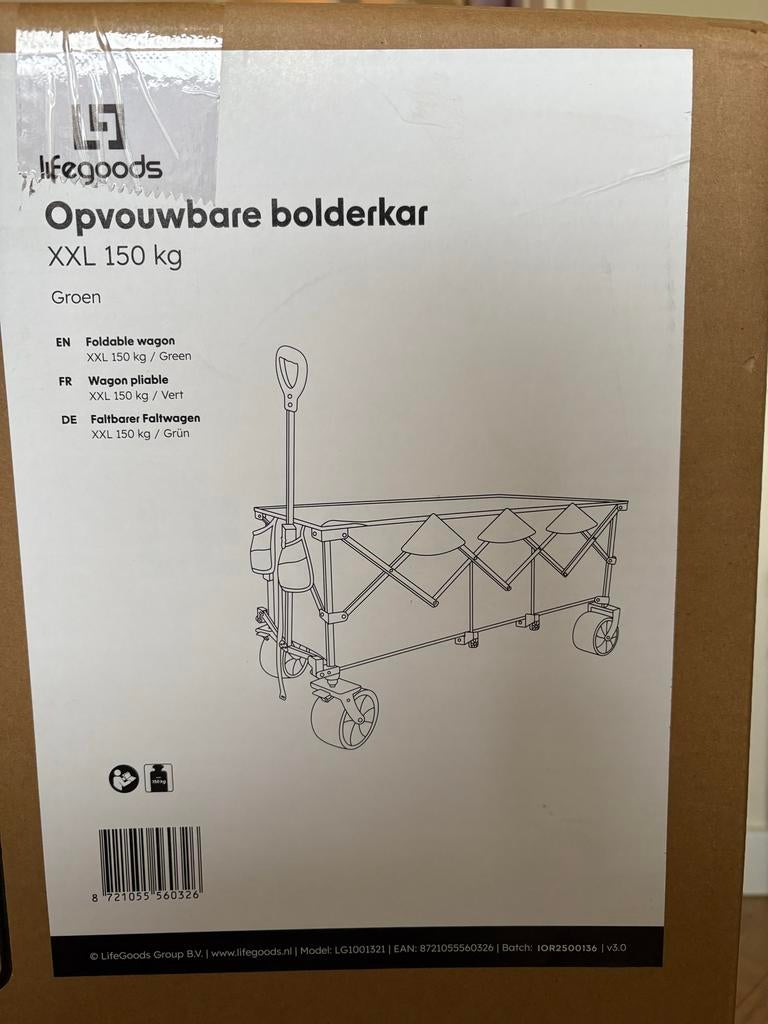 Opvouwbare Bolderkar 150kg - Nieuw!, Ophalen, Opvouwbaar, Zo goed als nieuw