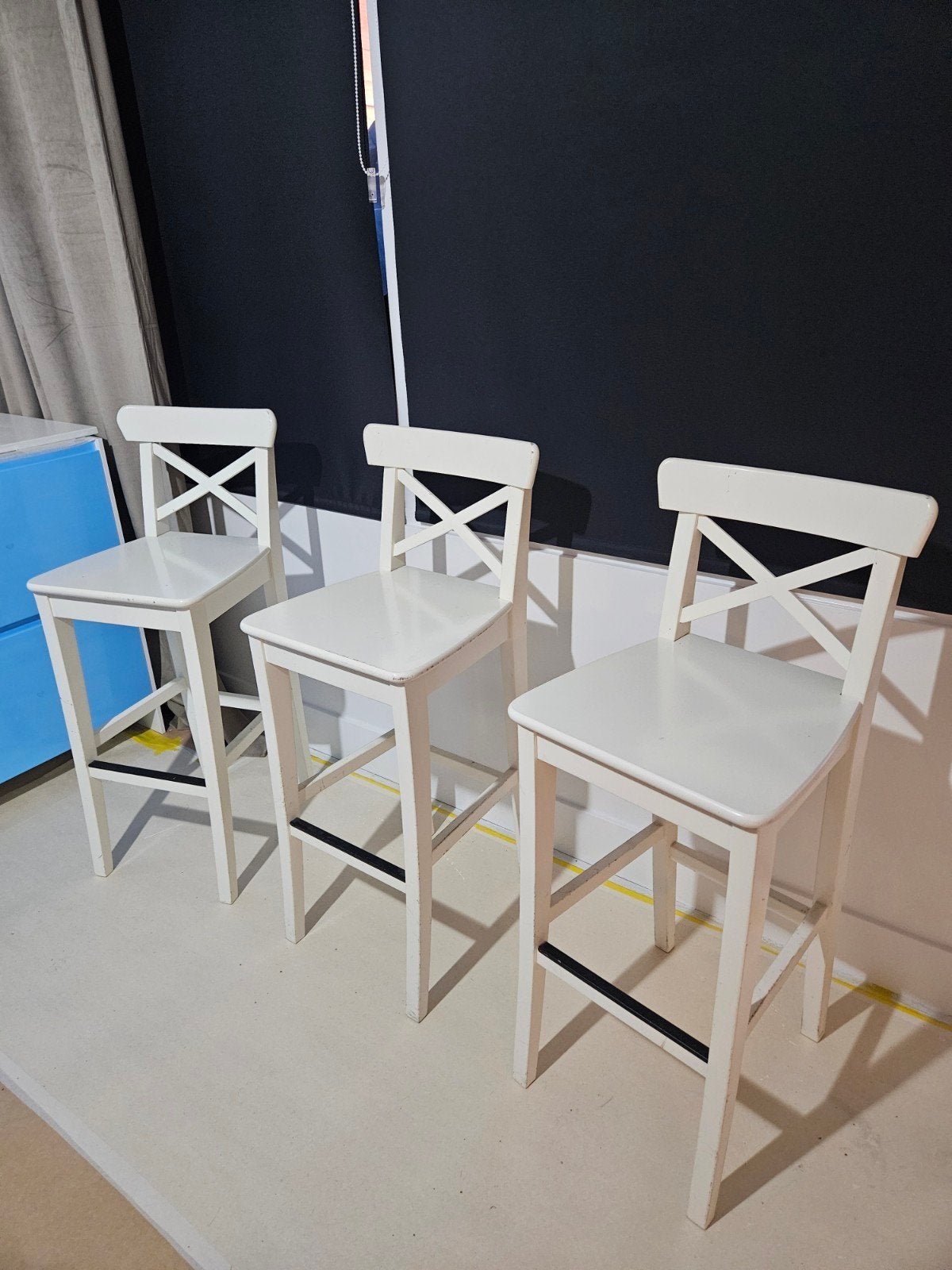 3x barkruk ikea ROSENTORP, Ophalen, Gebruikt, Hout, 60 tot 90 cm