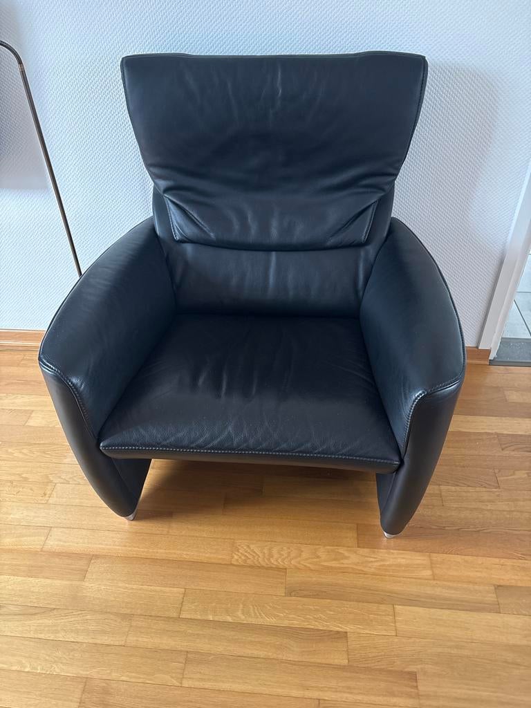 Jori zwarte lederen fauteuil designmeubel, Huis en Inrichting, Fauteuils, Ophalen, Gebruikt, Leer, 75 tot 100 cm