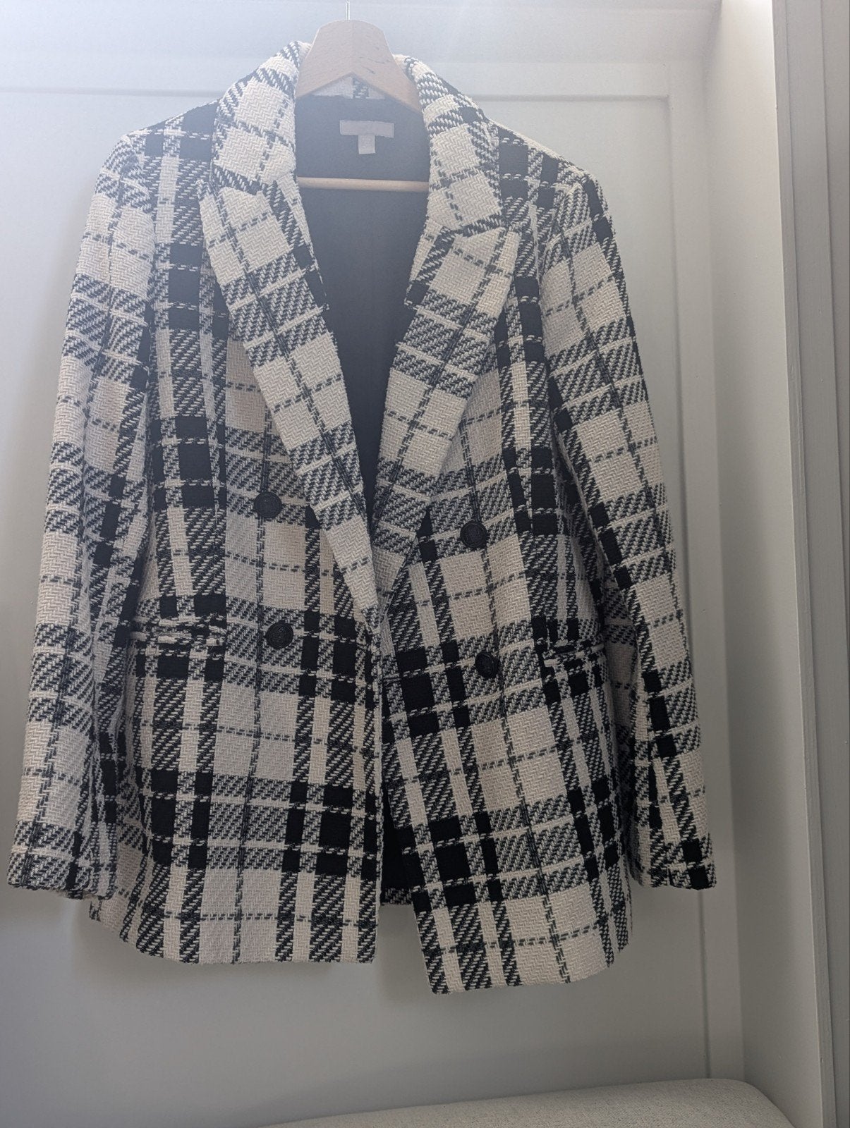 Geruite blazer zwart/wit, Ophalen, Zwart, Jasje, Maat 36 (S)