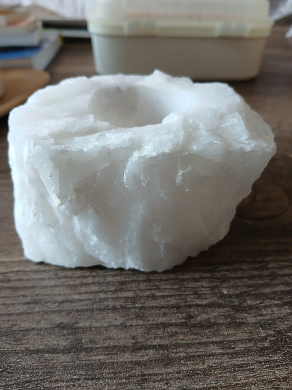 Calciet waxinelichthouder, Ophalen of Verzenden, Zo goed als nieuw, Wit, Waxinelichthouder