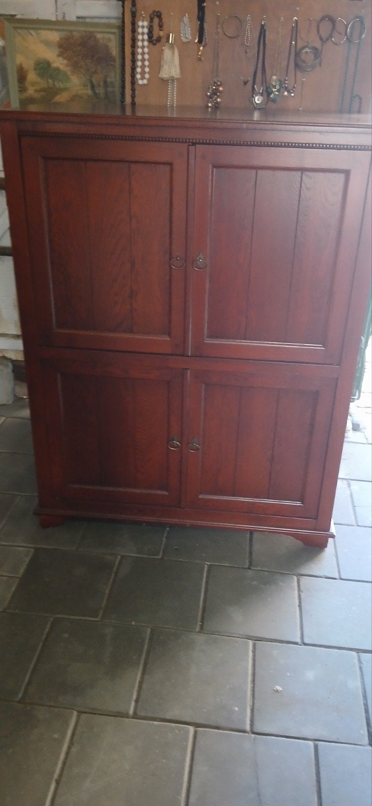 Massief eikenhouten computerkast met cd/dvd-opslag, Ophalen, Gebruikt, 100 tot 150 cm, Eikenhout