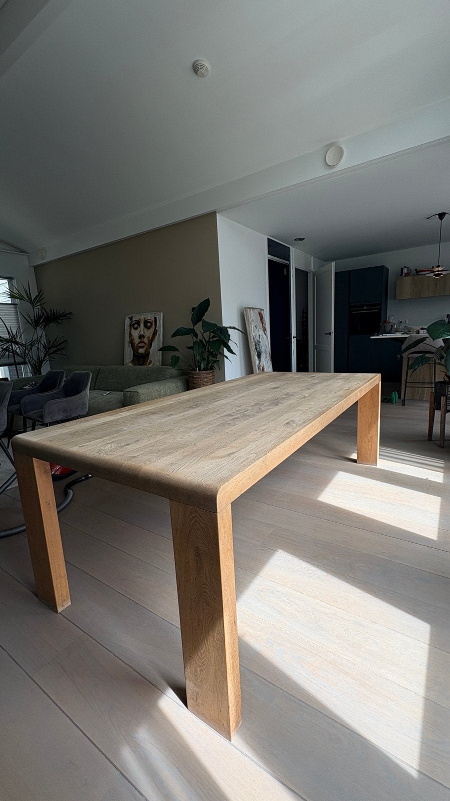 Massief Eiken Eettafel 230x110 met Afgeronde Hoeken, Ophalen, Gebruikt, 100 tot 150 cm, Eikenhout