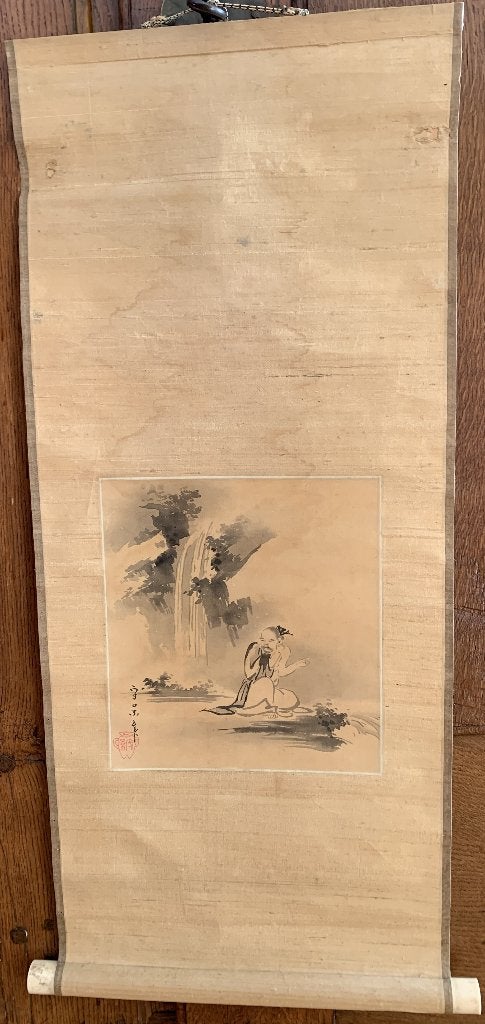 Japanse scroll (hangrol), Antiek en Kunst, Ophalen, Gemerkt, Beige, Overige typen