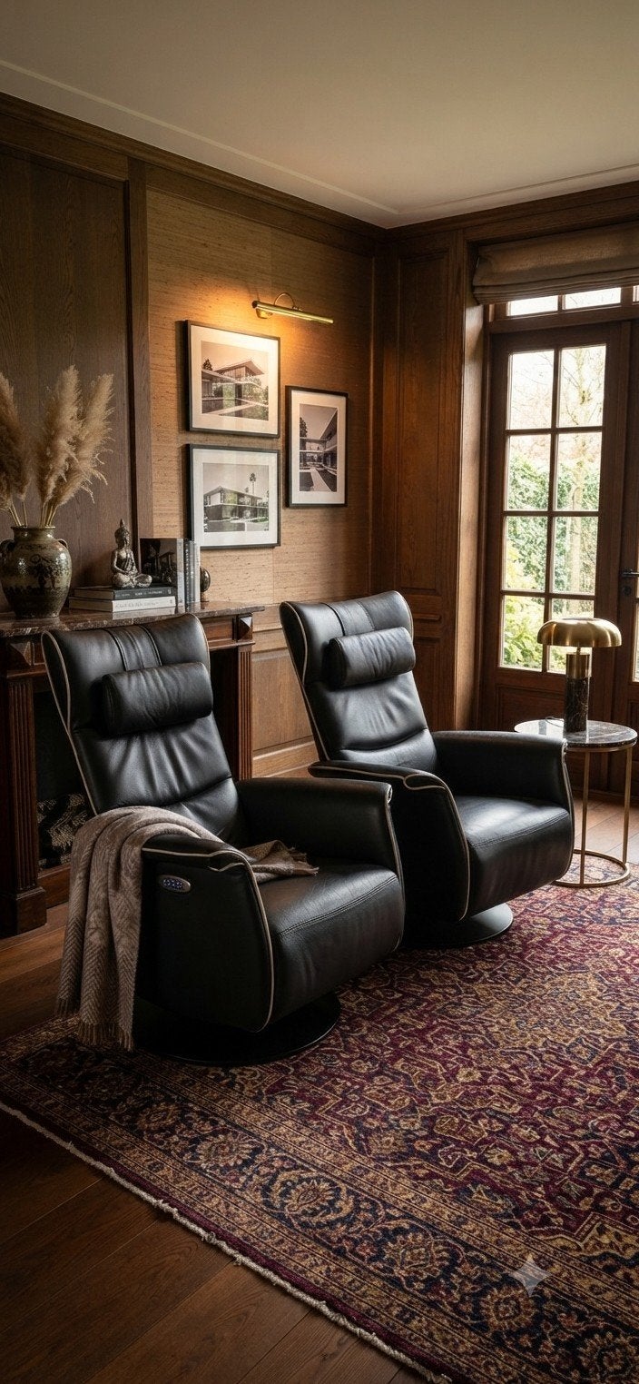 2 Frans Molenaar sta op stoelen - zwart leer, Huis en Inrichting, Fauteuils, Ophalen, 75 tot 100 cm, Zo goed als nieuw, 75 tot 100 cm