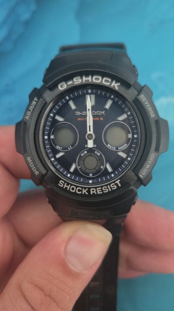 Casio G-Shock AWG-M100B Polshorloge Zwart, Sieraden, Tassen en Uiterlijk, Horloges | Heren, Ophalen, Casio, Kunststof, Gebruikt