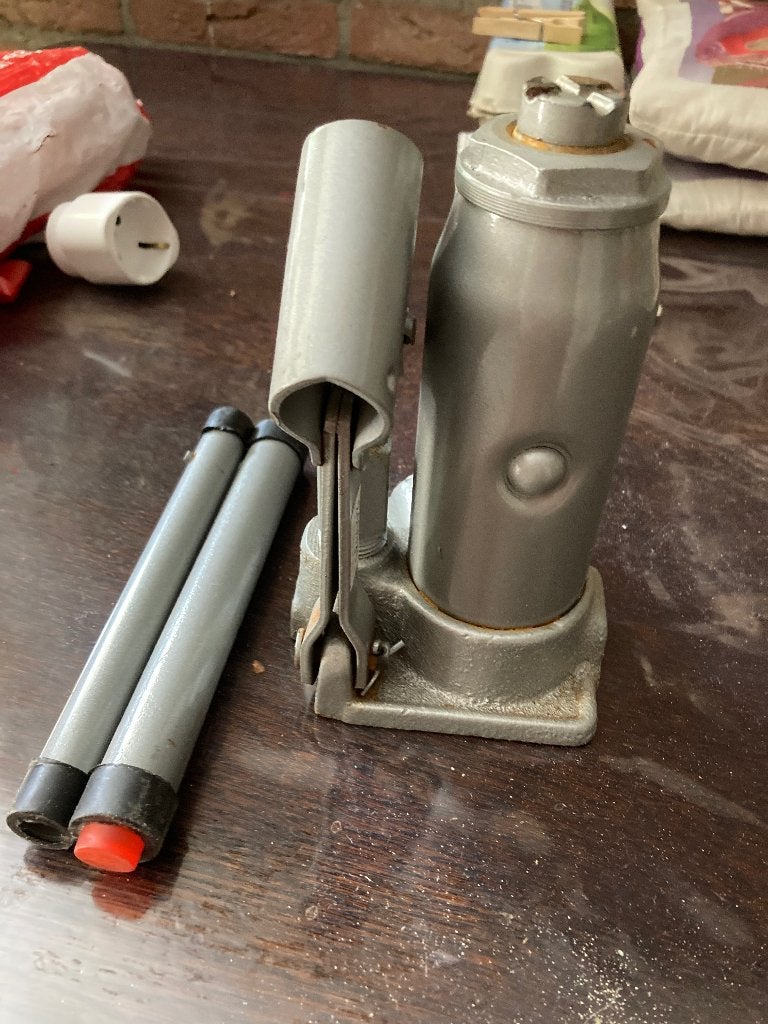 Hydraulische potkrik met handleiding en steunen, Caravans en Kamperen, Ophalen, Gebruikt