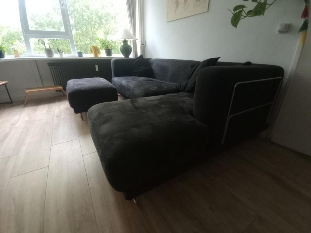 Comfortabele hoekbank met poef - zo goed als nieuw, Huis en Inrichting, Ophalen of Verzenden
