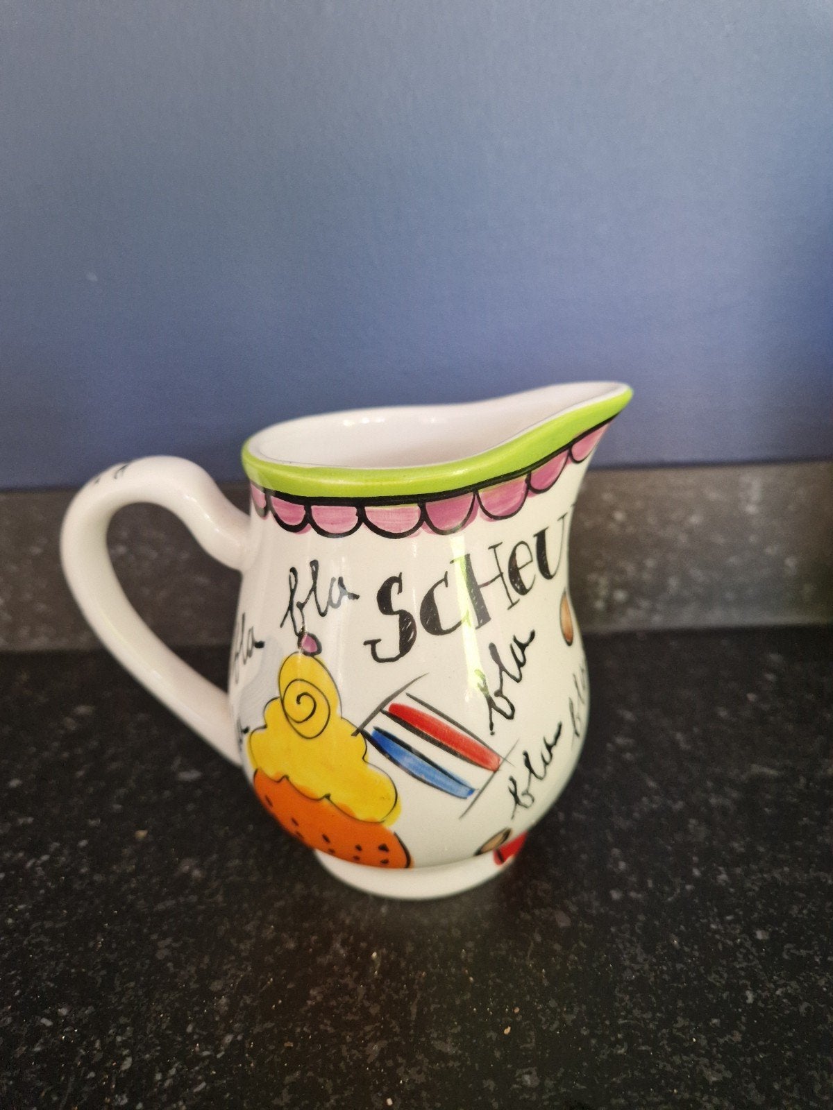Blond Amsterdam melkkan/roomkan met cupcake design, Ophalen, Kan, Gebruikt, Keramiek