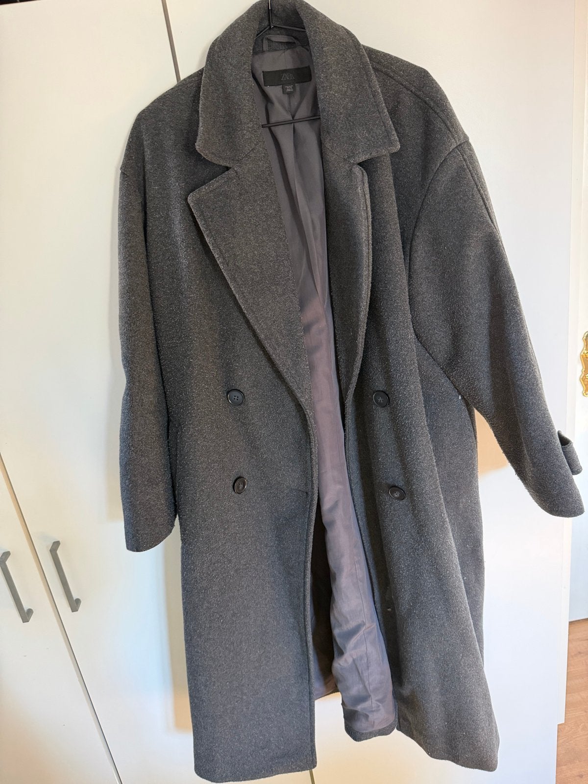 Zara Trenchcoat - Grijze Lange Jas, Ophalen of Verzenden, Gedragen, Maat 46/48 (XL) of groter, Grijs