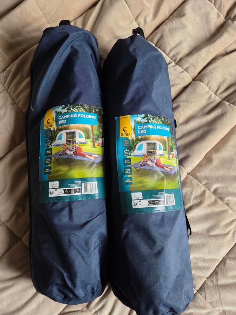2x Froyak Camping Vouwbed - Nieuw en Ongebruikt, Ophalen, Nieuw, 1-persoons