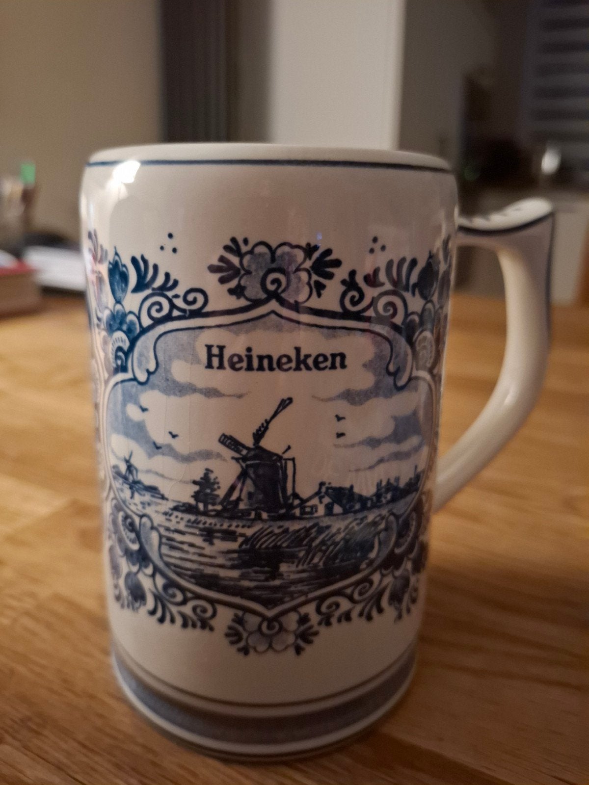 Heineken Delft Blue Handgeschilderde Mok, Antiek en Kunst, Ophalen of Verzenden