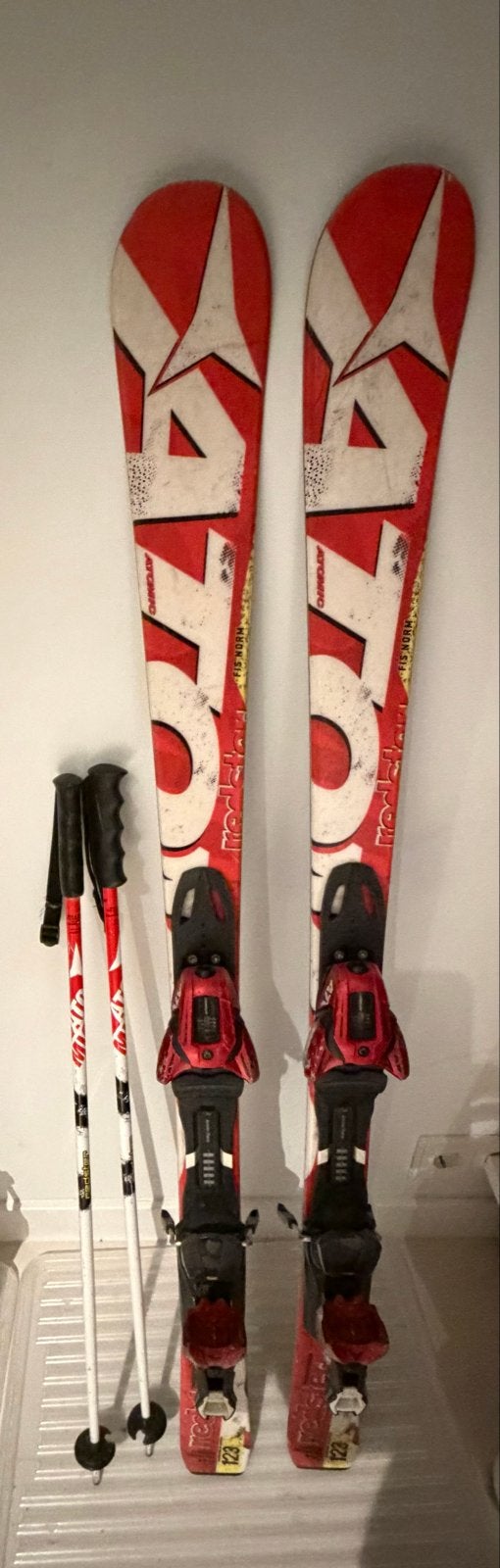 Atomic Redster SL junior raceski's 123 cm  + stokken, Sport en Fitness, 160 tot 180 cm, Gebruikt, Ophalen of Verzenden, Atomic
