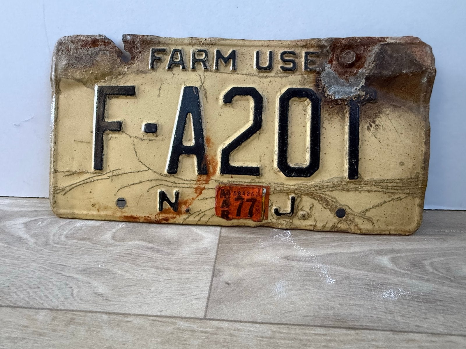 Oude Amerikaanse kentekenplaat 'FARM USE' New Jersey 1977, Ophalen of Verzenden, Gebruikt