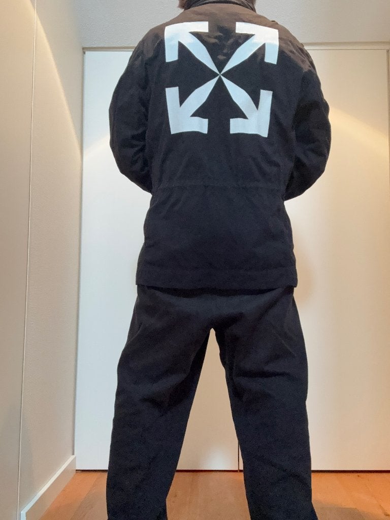 Off White jas EXCLUSIEF mt L als nieuw, Kleding | Heren, Maat 52/54 (L), Off-White, Zwart, Ophalen of Verzenden