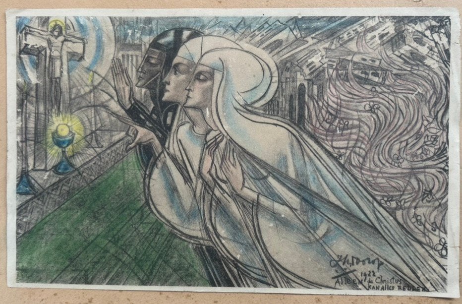 Jan Toorop  “alleen de christus kan alles redden” 1922, Ophalen of Verzenden