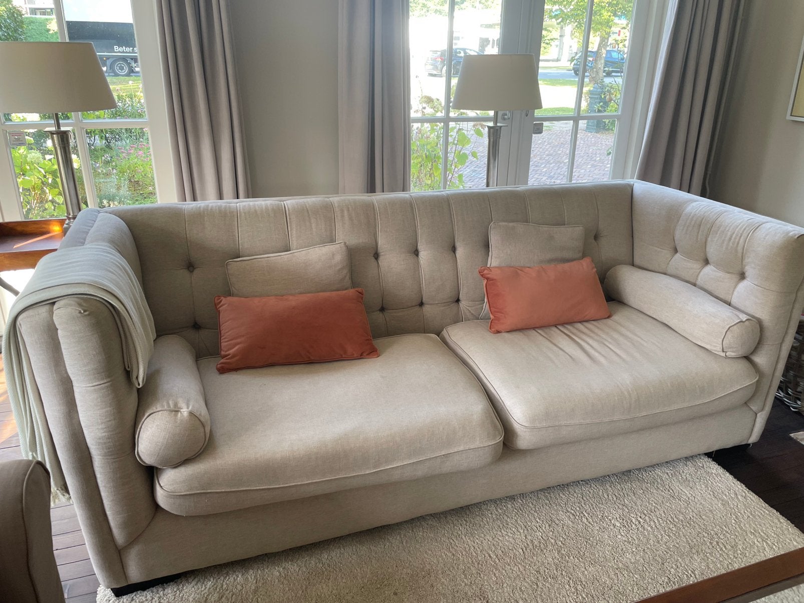 Bank Rofra Home beige 2,5 zits, Ophalen, Gebruikt, Tweepersoons, 75 tot 100 cm