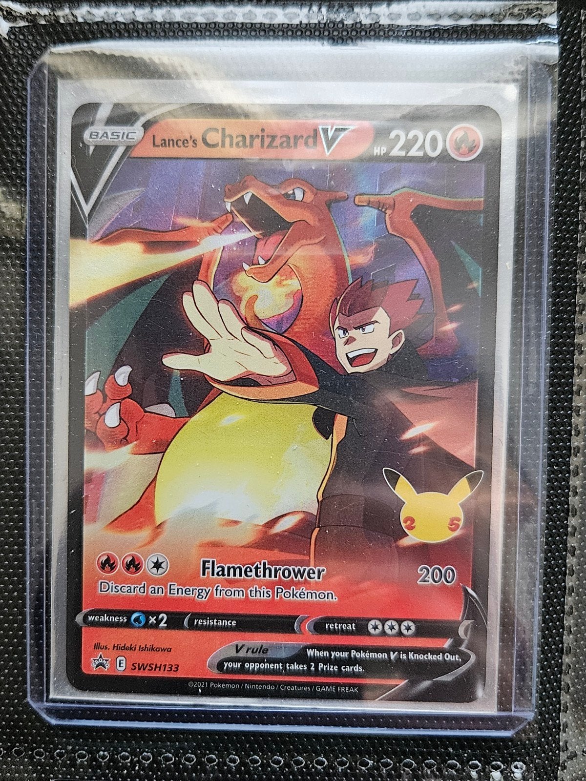 Pokemon Lance's Charizard V SWSH 133, Ophalen of Verzenden, Zo goed als nieuw, Losse kaart, Foil