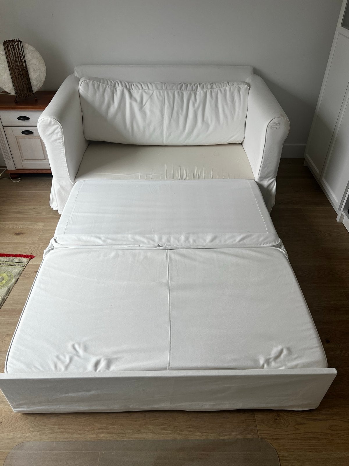 Witte slaapbank en fauteuil - IKEA Ektorp, Ophalen, Gebruikt, Wit, Tweepersoons