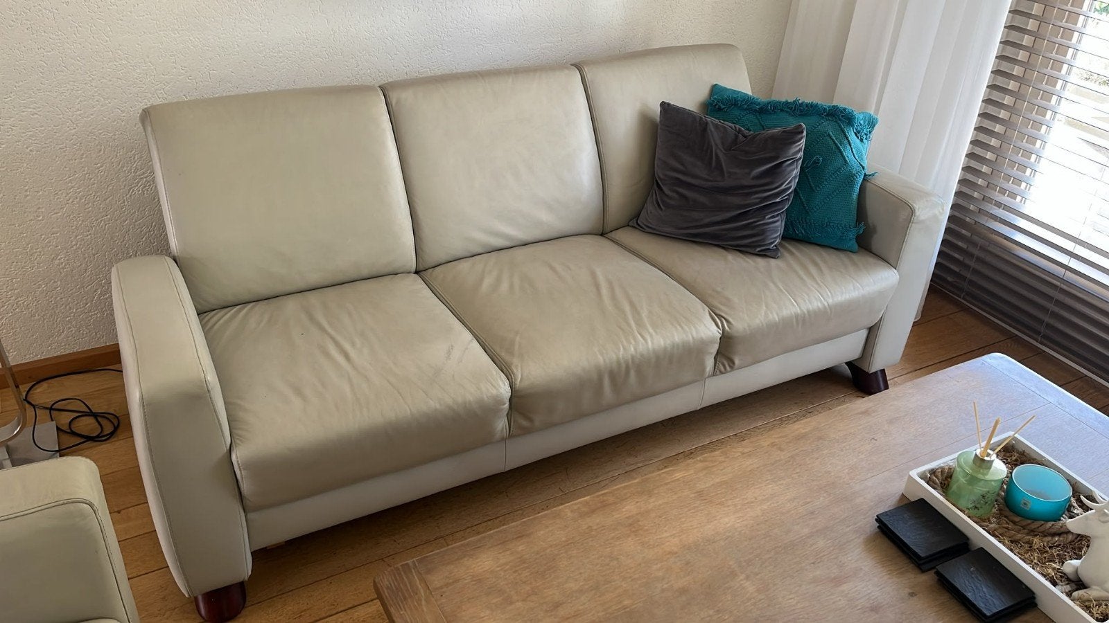 Leren Stressless Ekornes bankstel: 3-zits en 2-zits bank, Ophalen, Gebruikt, Driepersoons, Rechte bank