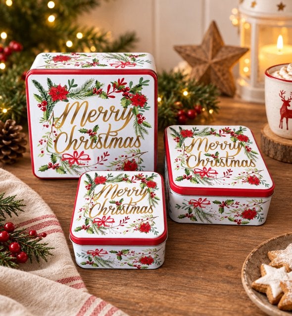 Set / 3 kerstblikken - Merry Christmas, Diversen, -, -, Nieuw, Ophalen of Verzenden
