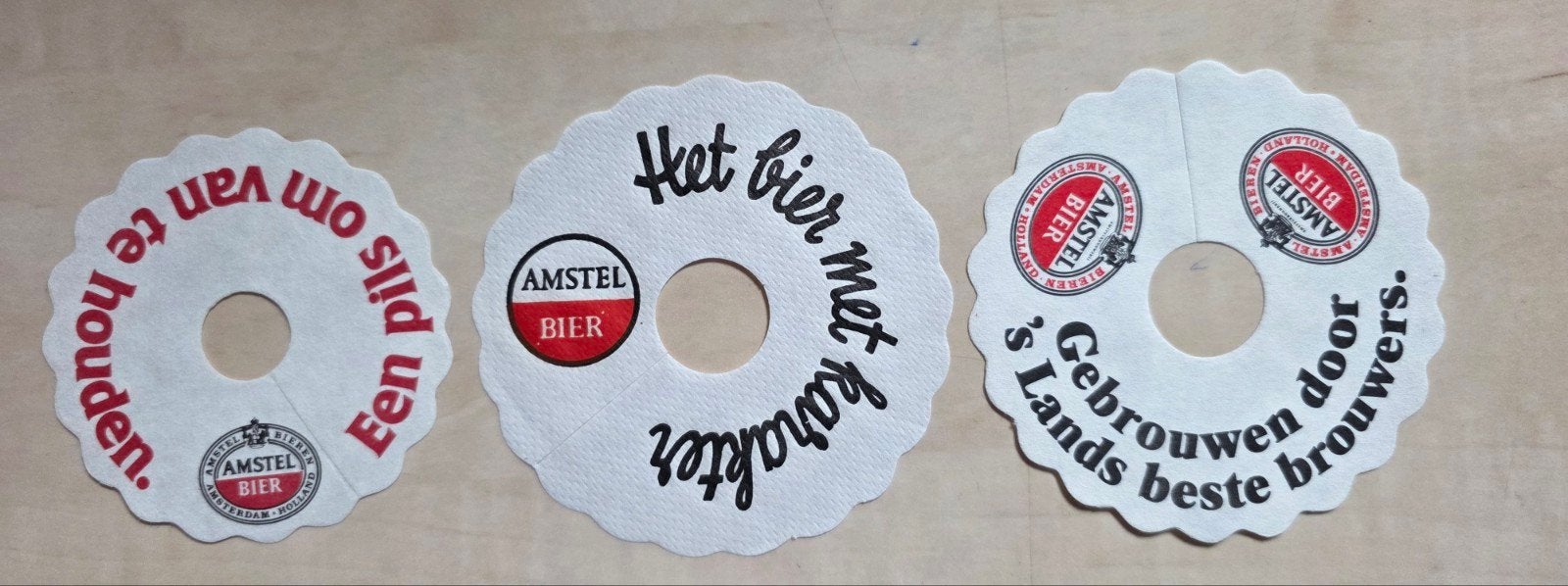 1) 3 ORIGINELE DRUPPELVANGERS AMSTEL BIER, Verzenden, Zo goed als nieuw, Overige typen, Amstel