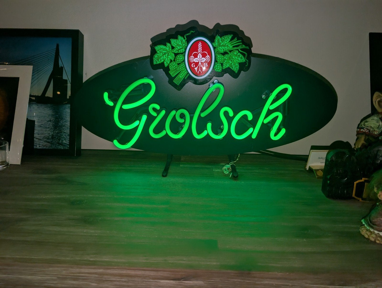 Grolsch neonreclame - LED lichtbak - 63 x 32 cm, Ophalen of Verzenden, Zo goed als nieuw, Reclamebord, Plaat of Schild, Grolsch