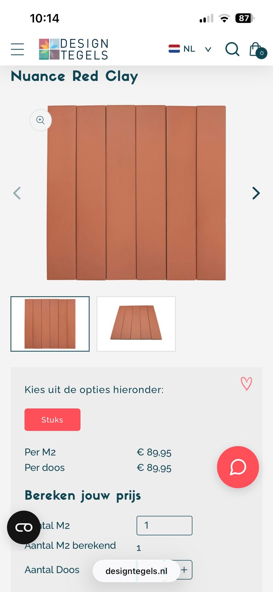 Nuance Red Clay Wandtegels - Keramiek, Ophalen, 60 cm of meer, Nieuw, 10 m² of meer