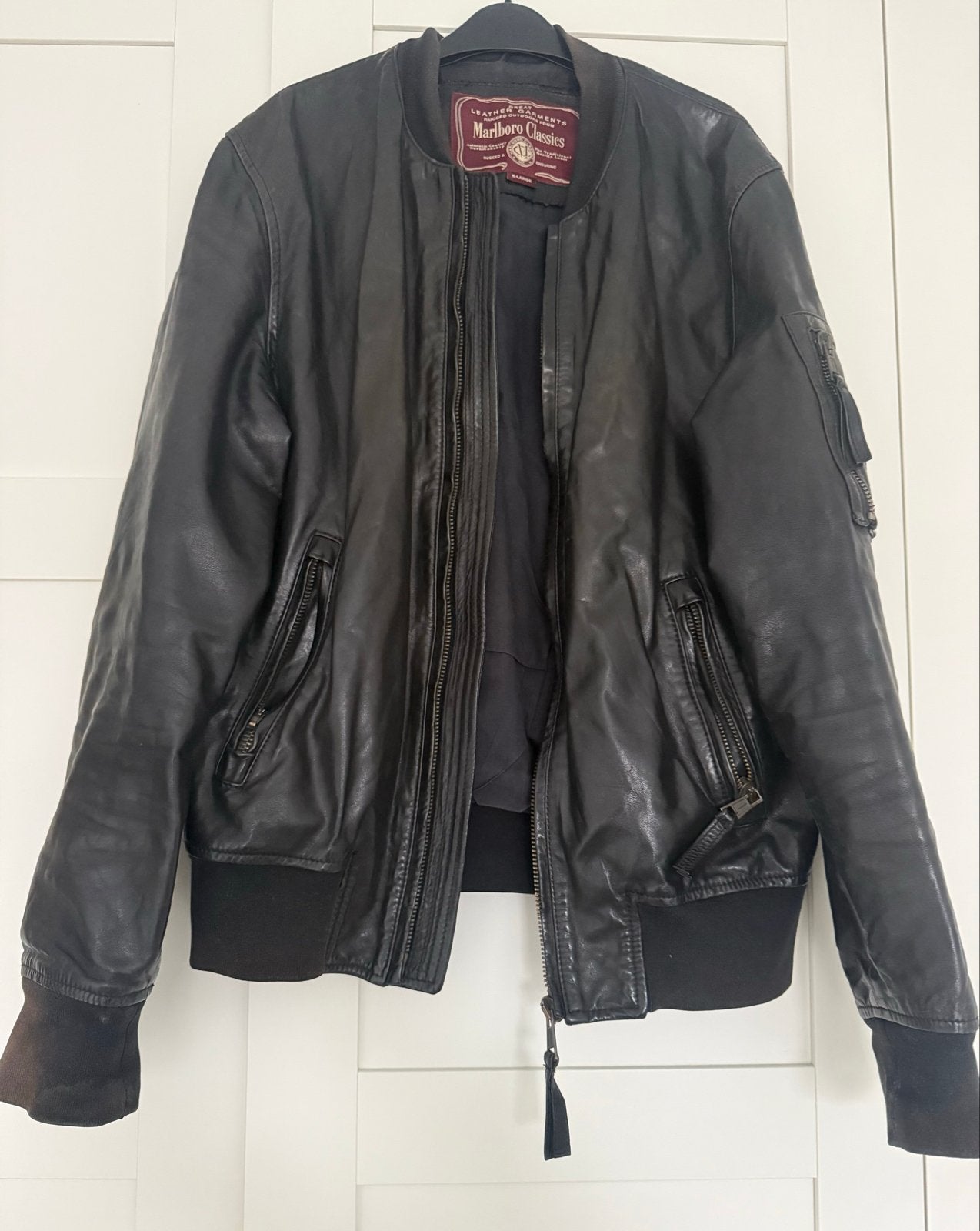 Marlboro Classics Leren Bomberjack - Vintage Stijl, Ophalen of Verzenden, Gedragen, Maat 56/58 (XL), Zwart