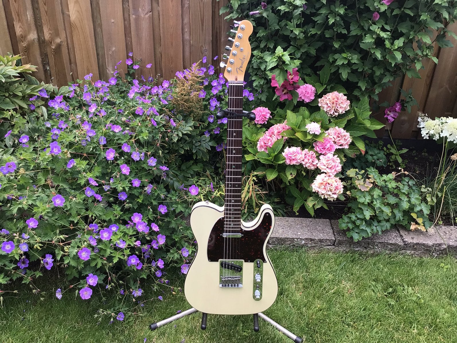T.K. Fender Power Telecaster USA + Piezo white, Ophalen, Gebruikt