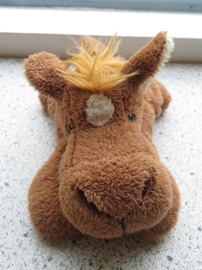 Paardje paard van Hema bruin badstof meet ca 16 cm, Paard, Hema, Wasbaar, Ophalen of Verzenden