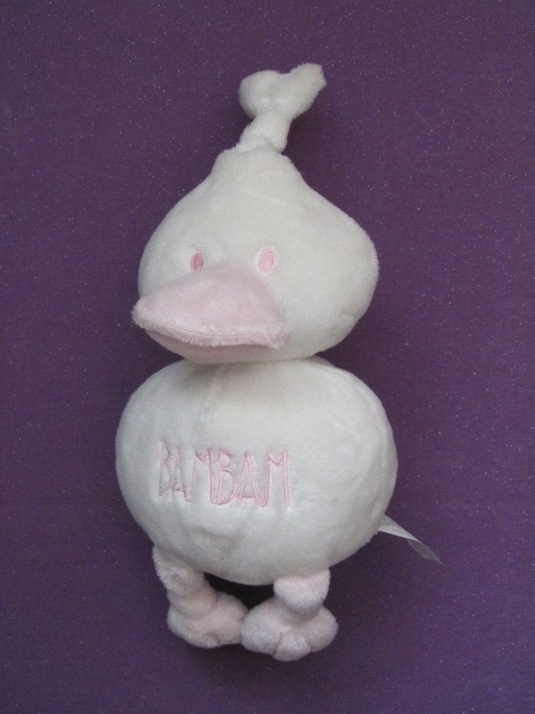 BAMBAM Knuffel EEND. WIT - ROZE **Nieuw**, Nieuw, Ophalen of Verzenden, Met label, Middelgroot (20 tot 80 cm)