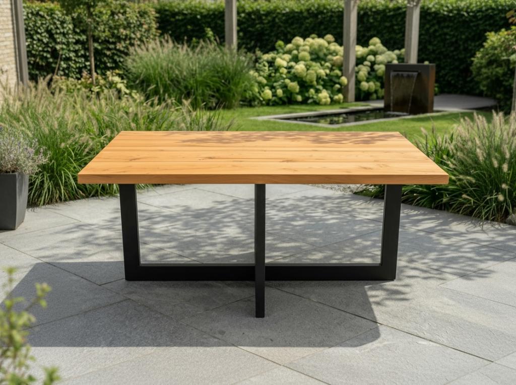 Tuintafel Douglas Hout | Stalen Dubbele U Poot | Alle Maten, Verzenden, Nieuw, Rechthoekig, Hout