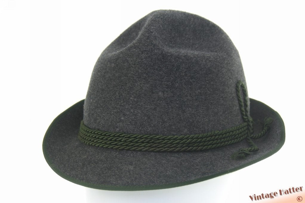 Vintage Beierse jachthoed Mayser grijs gemengd vilt 56,5, Ophalen of Verzenden, Hoed, Mayser, 57 cm (M, 7⅛ inch) of minder