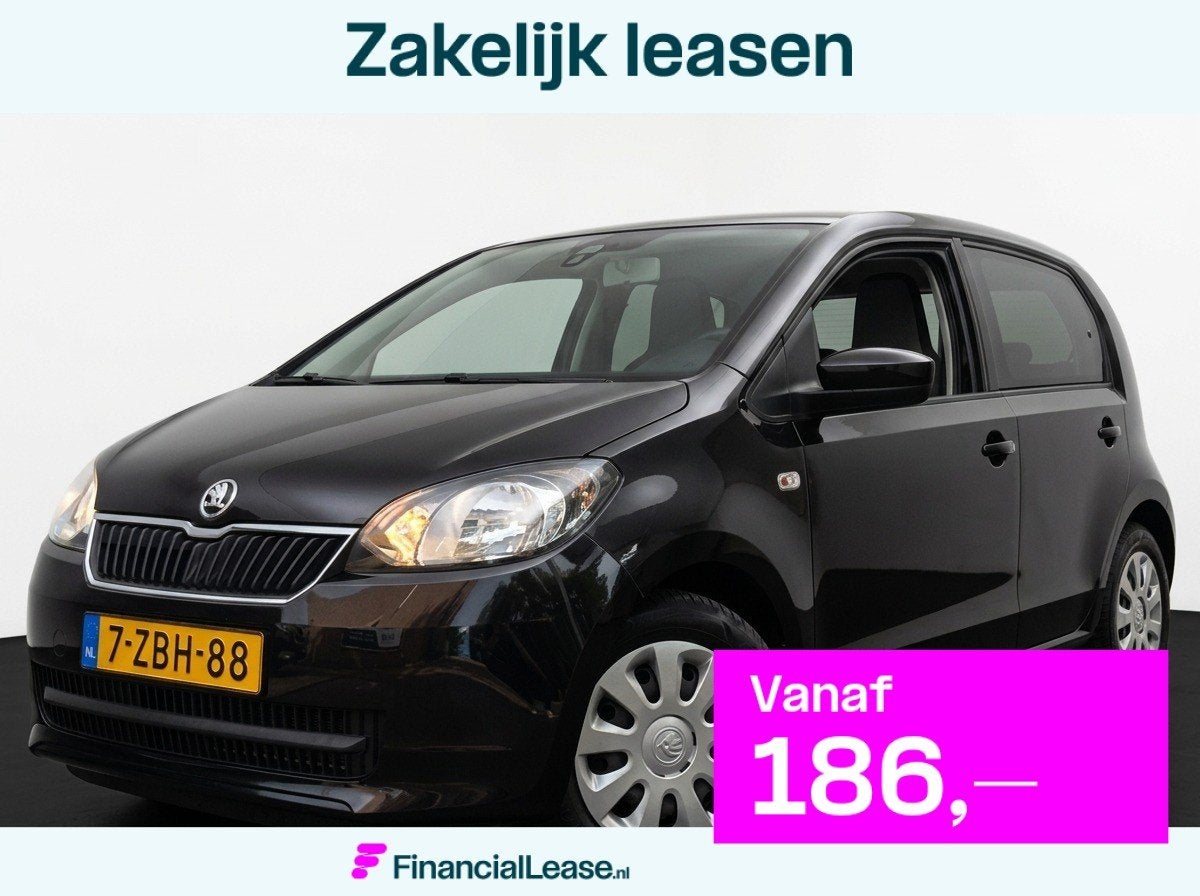 Skoda Citigo 1.0 60PK GREENTECH SPRINT AIRCO/5 DEURS, Voorwielaandrijving, Stof, Gebruikt, Zwart