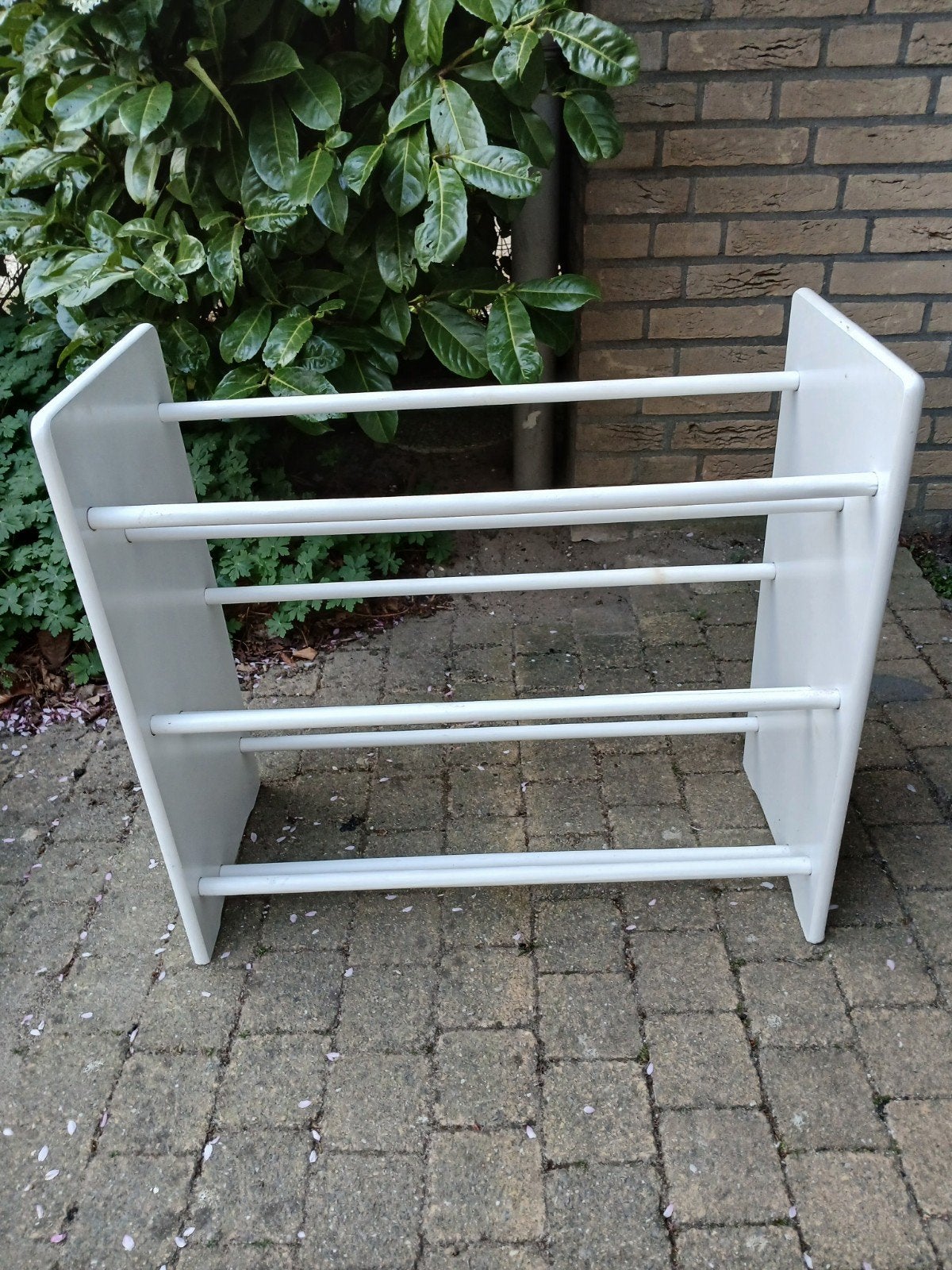 Houten en metalen schoenenrek, Ophalen