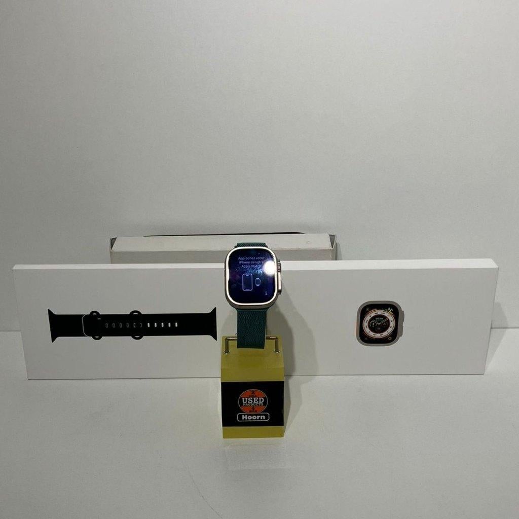 Apple Watch Ultra 1 49mm Titanium Ocean Band Black Compleet, Ophalen of Verzenden, Zwart, IOS