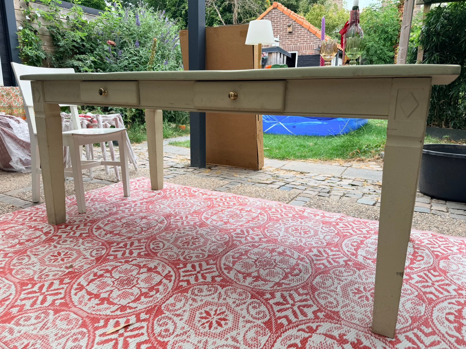 Eettafel hout, Huis en Inrichting, Tafels | Eettafels, Ophalen, Gebruikt, 50 tot 100 cm, Vijf personen of meer