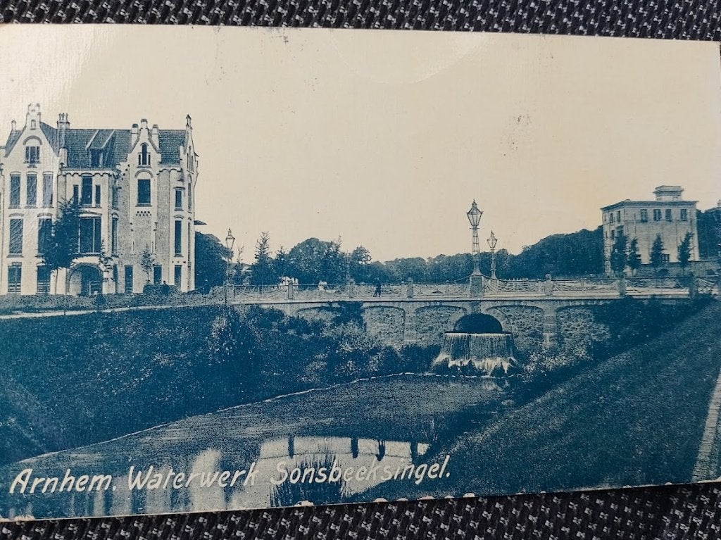 Arnhem, waterwerk Sonsbeeksingel, ansichtkaart, Ophalen of Verzenden, Voor 1920, Gelopen, Gelderland