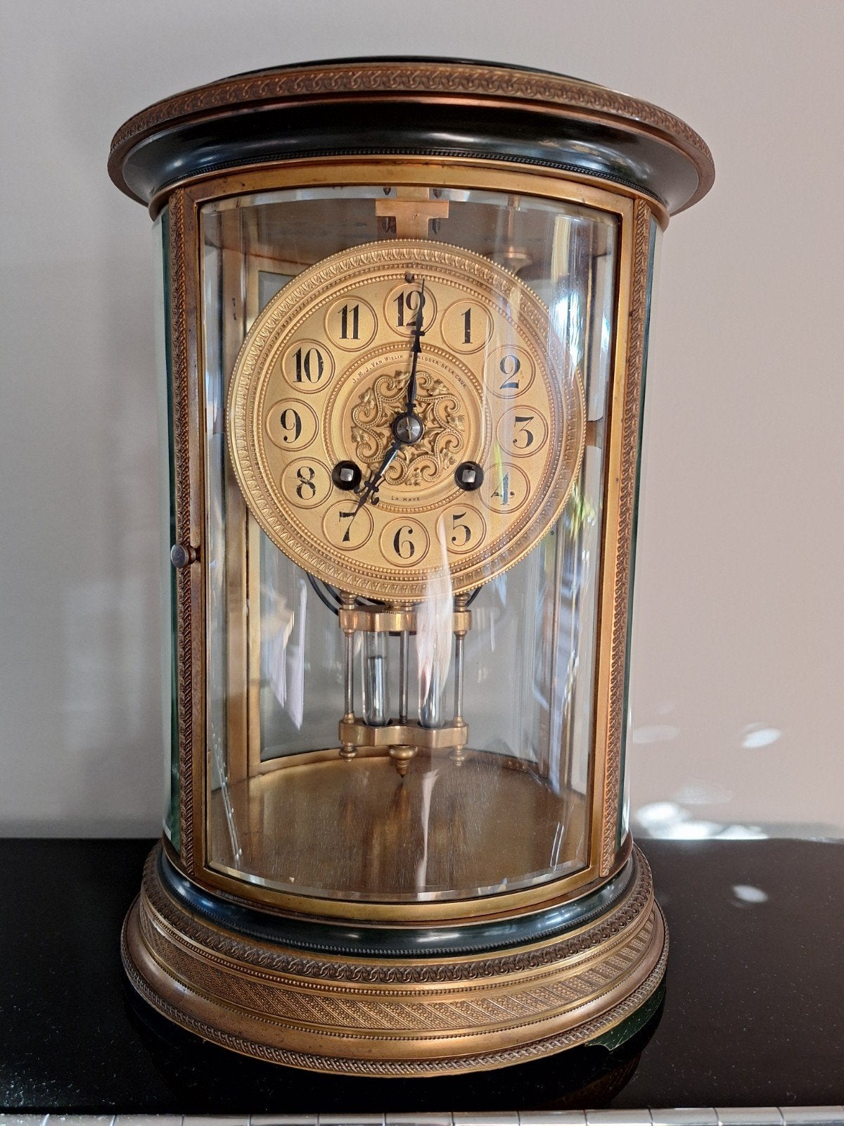 Ovale glaspendule uit 1890, Antiek en Kunst, Ophalen