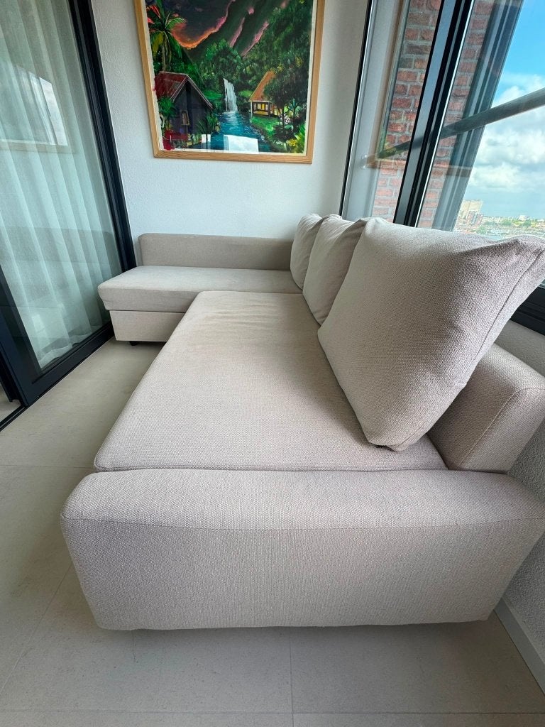 Cream/Beige Sofa Bed, Ophalen, 150 tot 200 cm, Zo goed als nieuw, Vierpersoons of meer