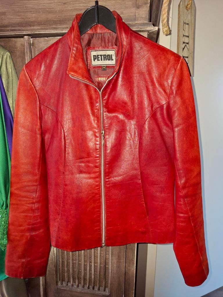 Leren jas rood m/l, Ophalen of Verzenden, Zo goed als nieuw