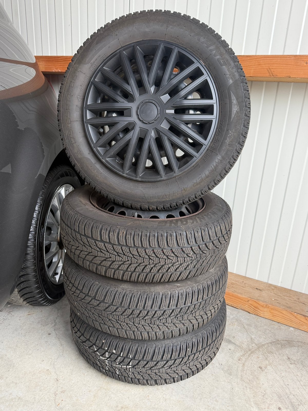 Fiat Panda 500 set winterbanden op stalen velgen 175/65/14, Ophalen, 14 inch, 175 mm, Banden en Velgen