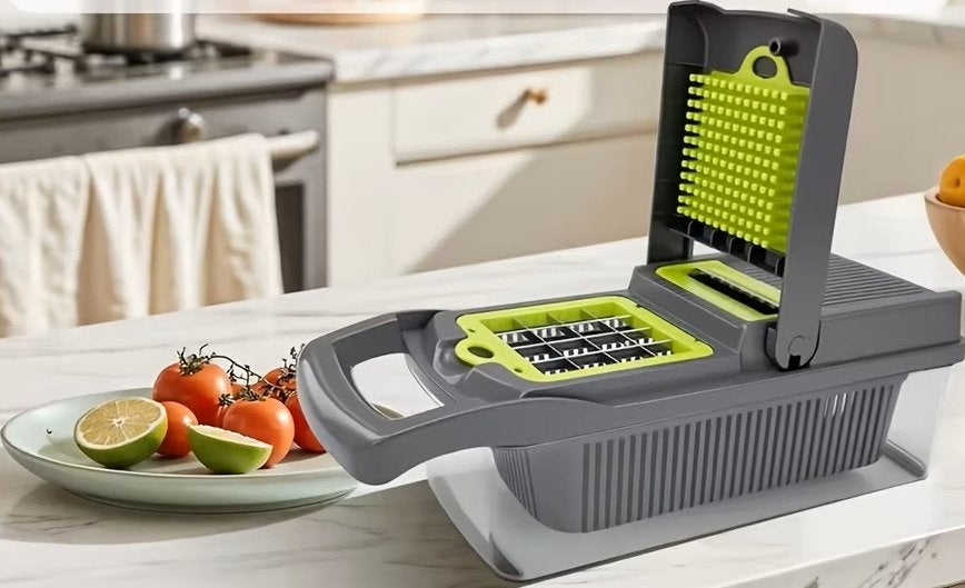 Handmatige Groente & Fruit Snijder en Rasp met Container., Kunststof, Nieuw, Ophalen of Verzenden, Snijmachine