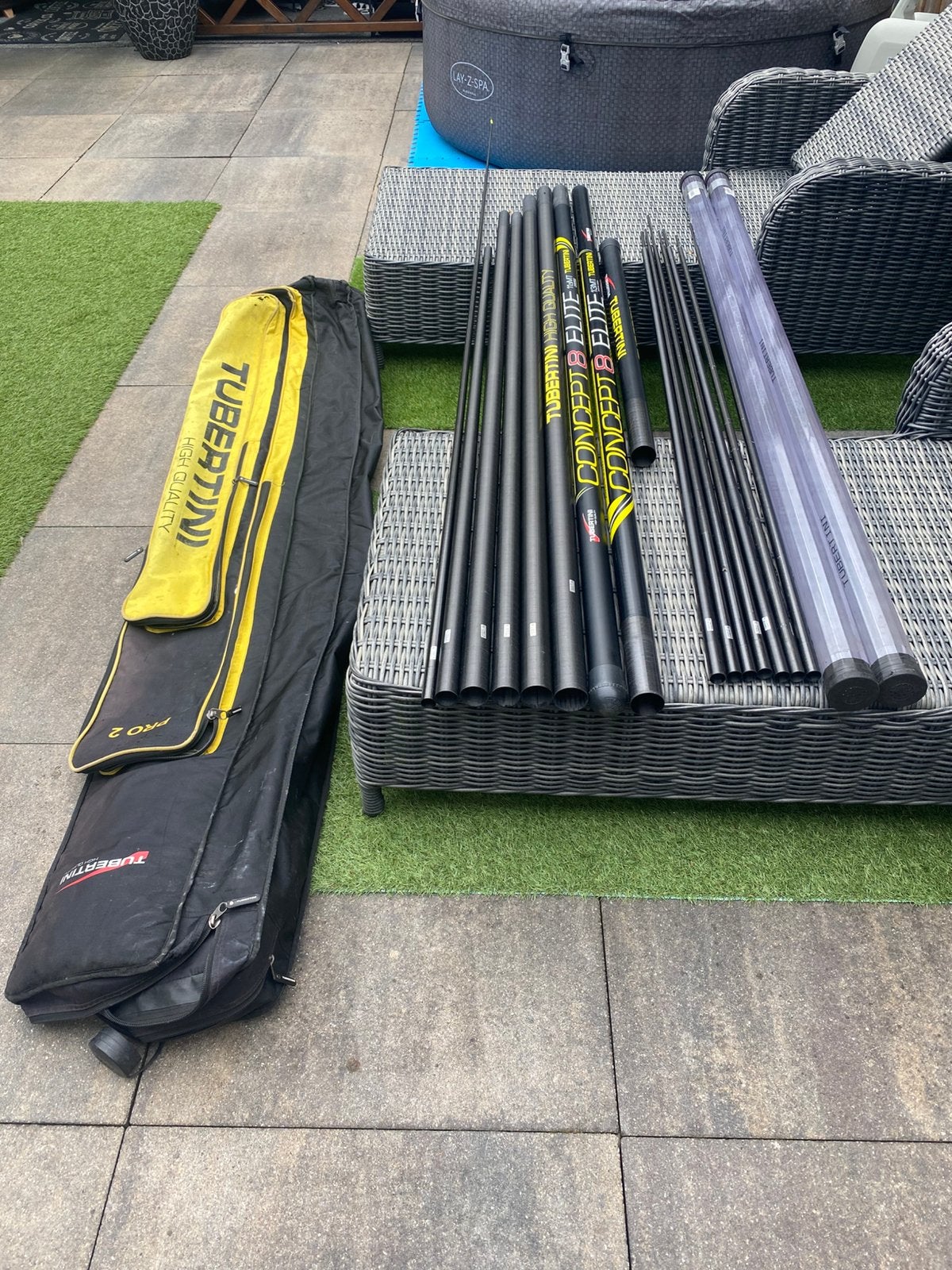 Tubertini 11.5 meter plus extention 13 meter 7 topsets, Ophalen of Verzenden, Zo goed als nieuw, Vaste hengel