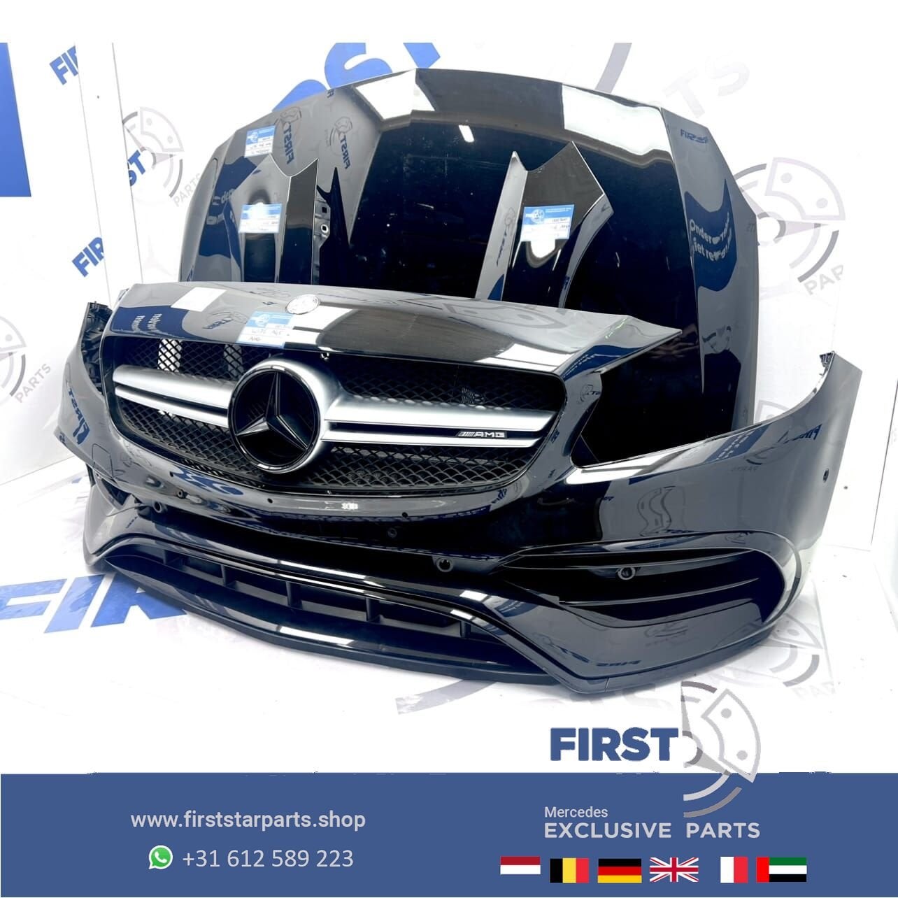 2017 W176 A45 AMG FRONT FACELIFT VOORKOP ZWART Mercedes A 45, Gebruikt, -, Voor, Ophalen of Verzenden