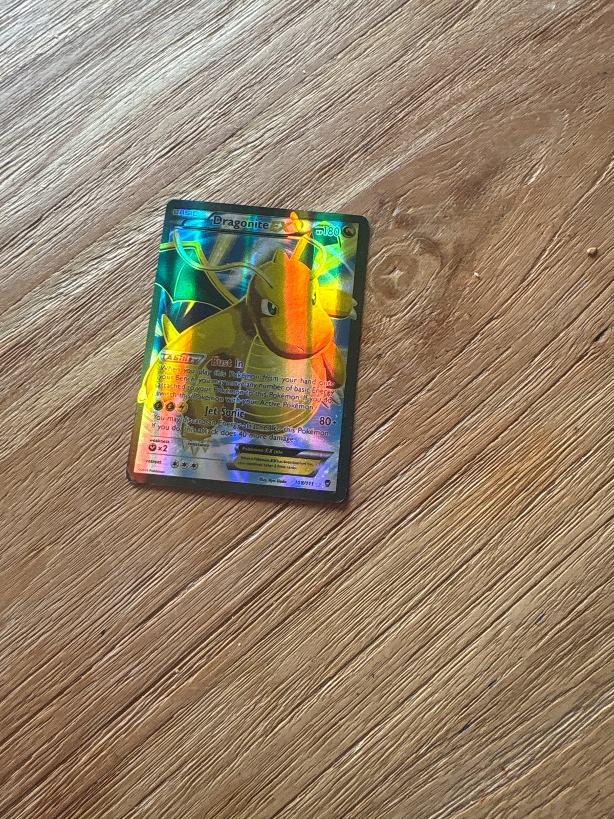 Dragonite EX Full Art Pokémon Kaart (Foil), Ophalen of Verzenden, Gebruikt, Losse kaart, Foil