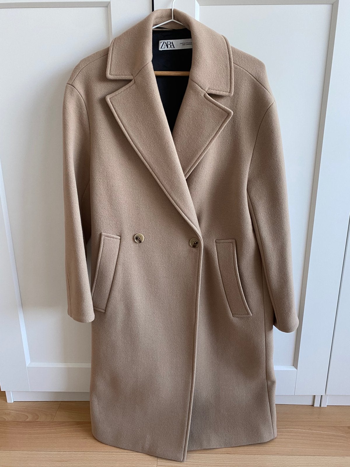 Beige wollen oversized mantel jas ZARA maat XS, Ophalen of Verzenden, Zo goed als nieuw, Maat 34 (XS) of kleiner, Beige